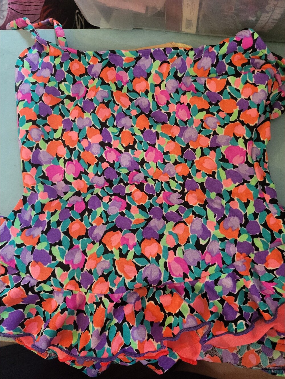 Girls Catalina Colorful Floral Ruffle Bathing Suit sz 8 #1432-212